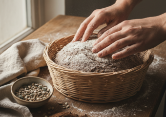 découvrez comment préparer facilement un délicieux pain de seigle moelleux et savoureux en utilisant un banneton pour une cuisson parfaite et une belle forme.