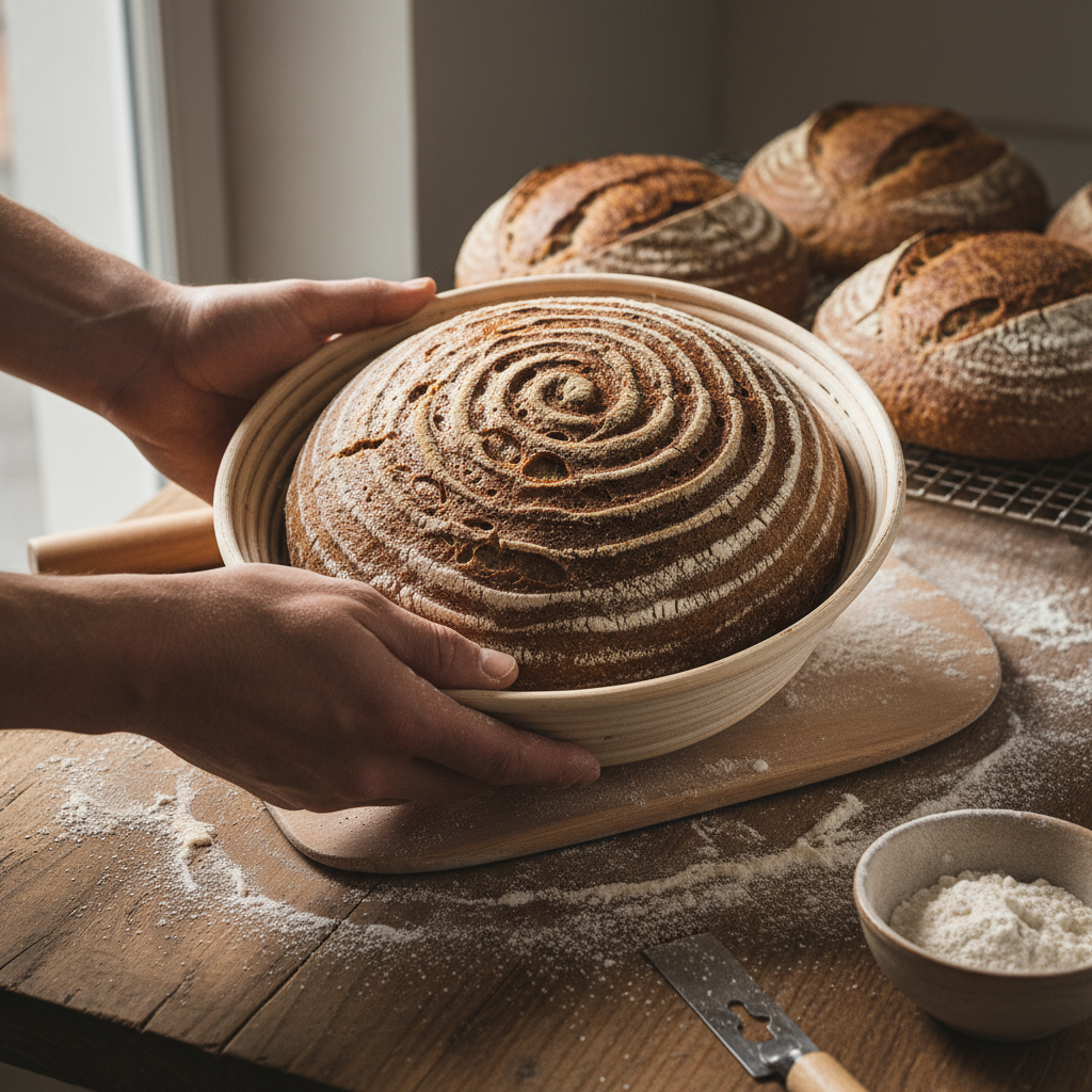 découvrez comment préparer un délicieux pain de seigle moelleux et croustillant en utilisant un banneton pour une pâte parfaitement levée et une croûte artisanale.